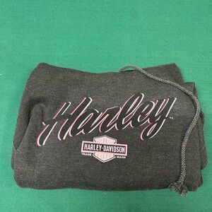Harley-Davidson Charcoal Hoodie with Subtle Pink Details